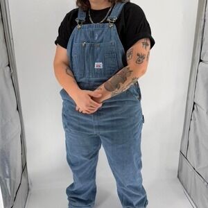 vintage Round House hickory stripe workwear overalls XL USA carpenter painter
